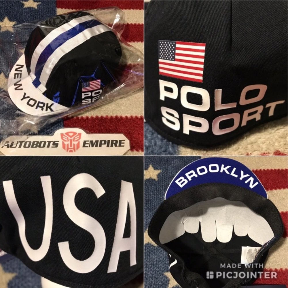 Vintage Ralph Lauren POLO SPORT USA CYCLING NEW YORK BROOKLYN Cap S/M Pwing Rlpc